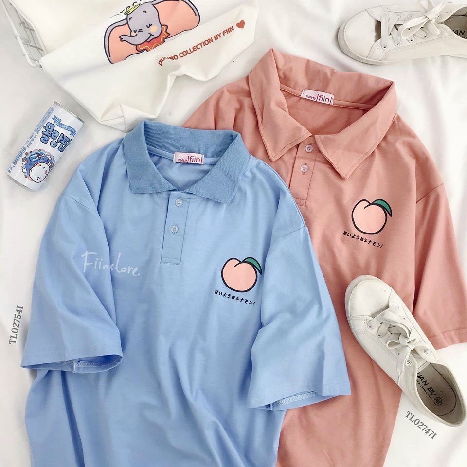 Áo thun polo cổ trụ unisex nam nữ siêu xinh in hình táo chất liệu tici loại 1 dày mịn freesize dưới 65kg -AT5055