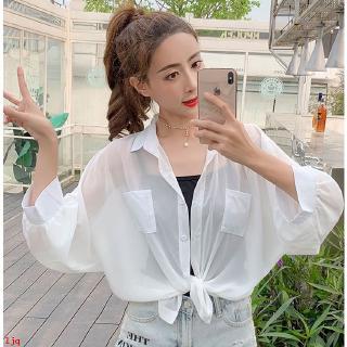 Áo Sơ Mi Chiffon Dáng Rộng Phong Cách Hàn Quốc Thời Trang Mùa Hè 2019 Cho Nữ