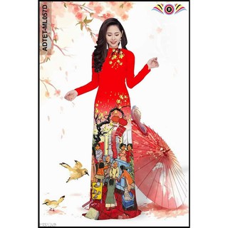 ÁO DÀI_(Sẵn đen xl, xanh lam đậm xl) Áo Dài In 3D Vải Lụa Nhật(Lụa Habutai) Co Dãn 4 Chiều