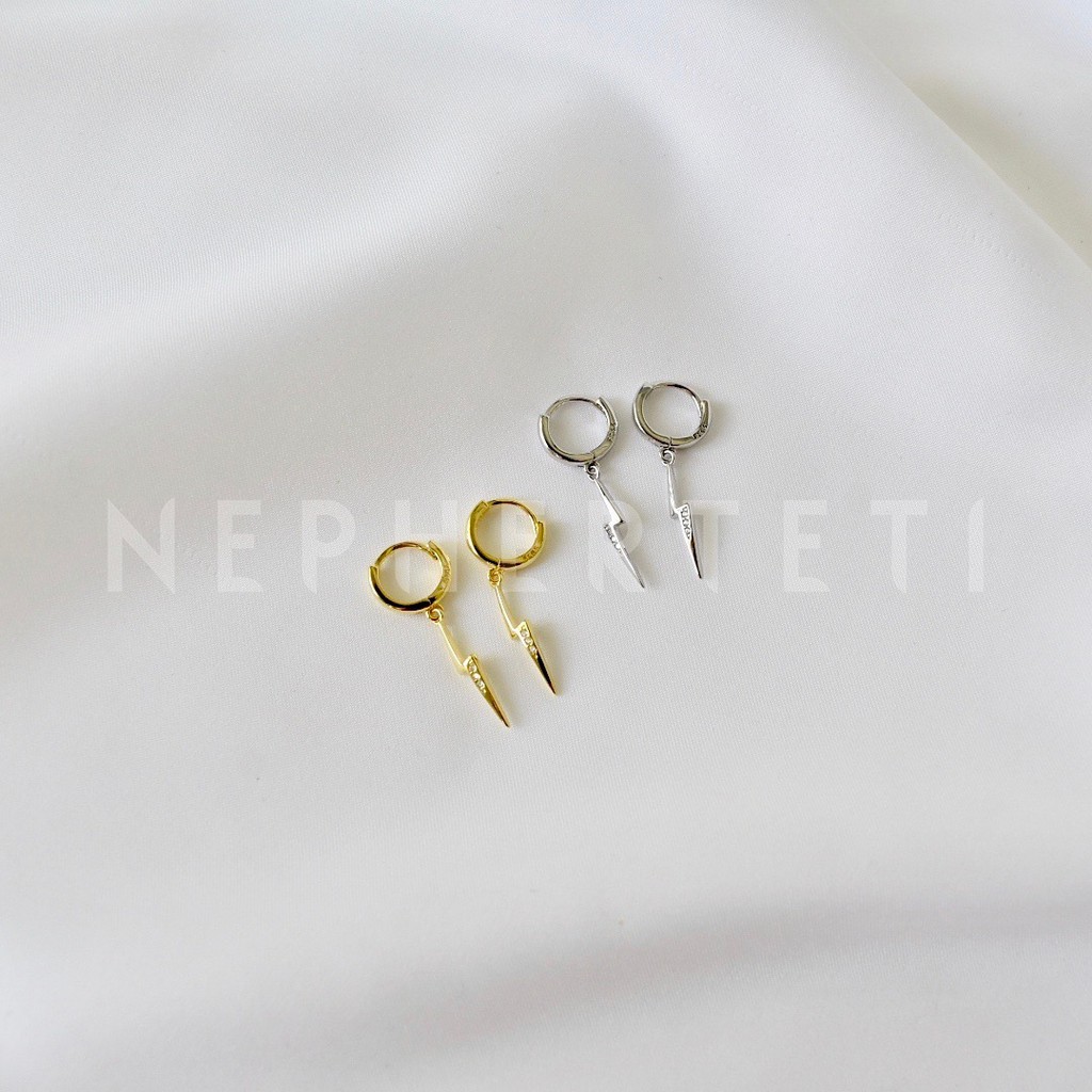 Khuyên tai bạc 925 - Khoen charm sấm sét đá 30*3mm (giá 1 chiếc) - Nepherteti