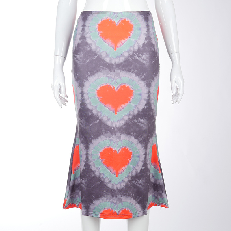 DUNEA Chân Váy Dài In Họa Tiết Trái Tim Xinh Xắn Dành Cho Nữ