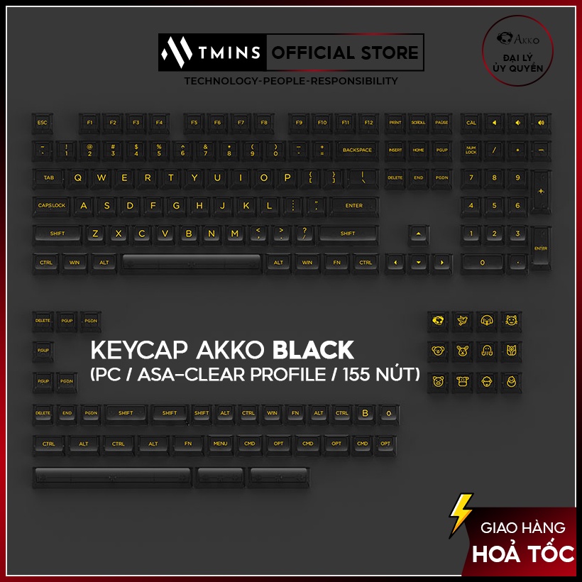 Bộ Keycap bàn phím cơ AKKO Black