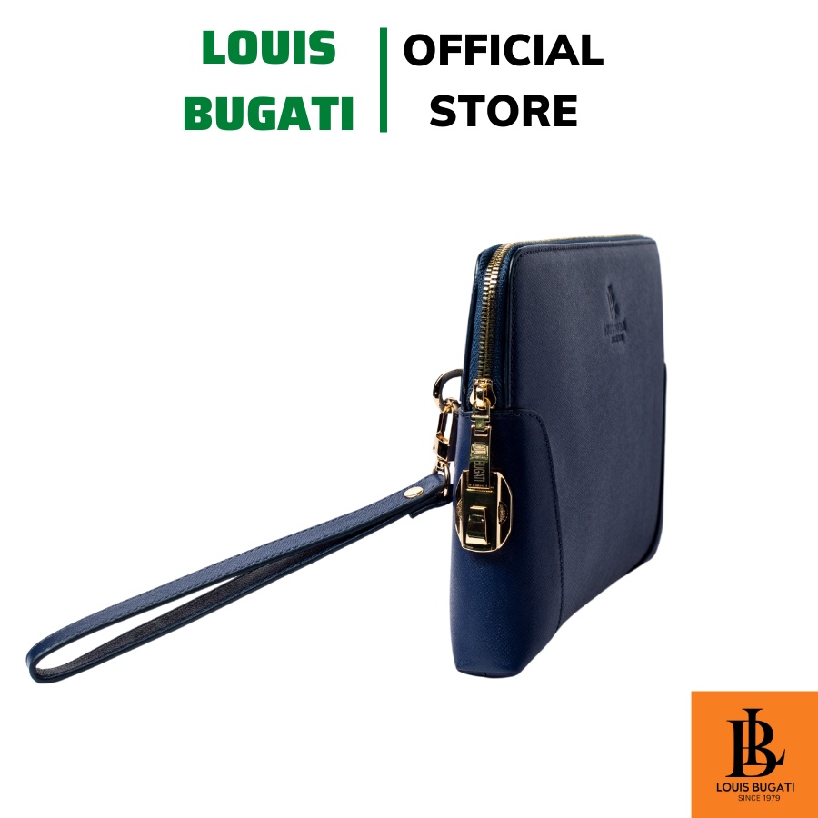 Ví Clutch nam cầm tay hàng hiệu LOUIS BUGATI mẫu ví dài da bò cao cấp LBCM01 xanh