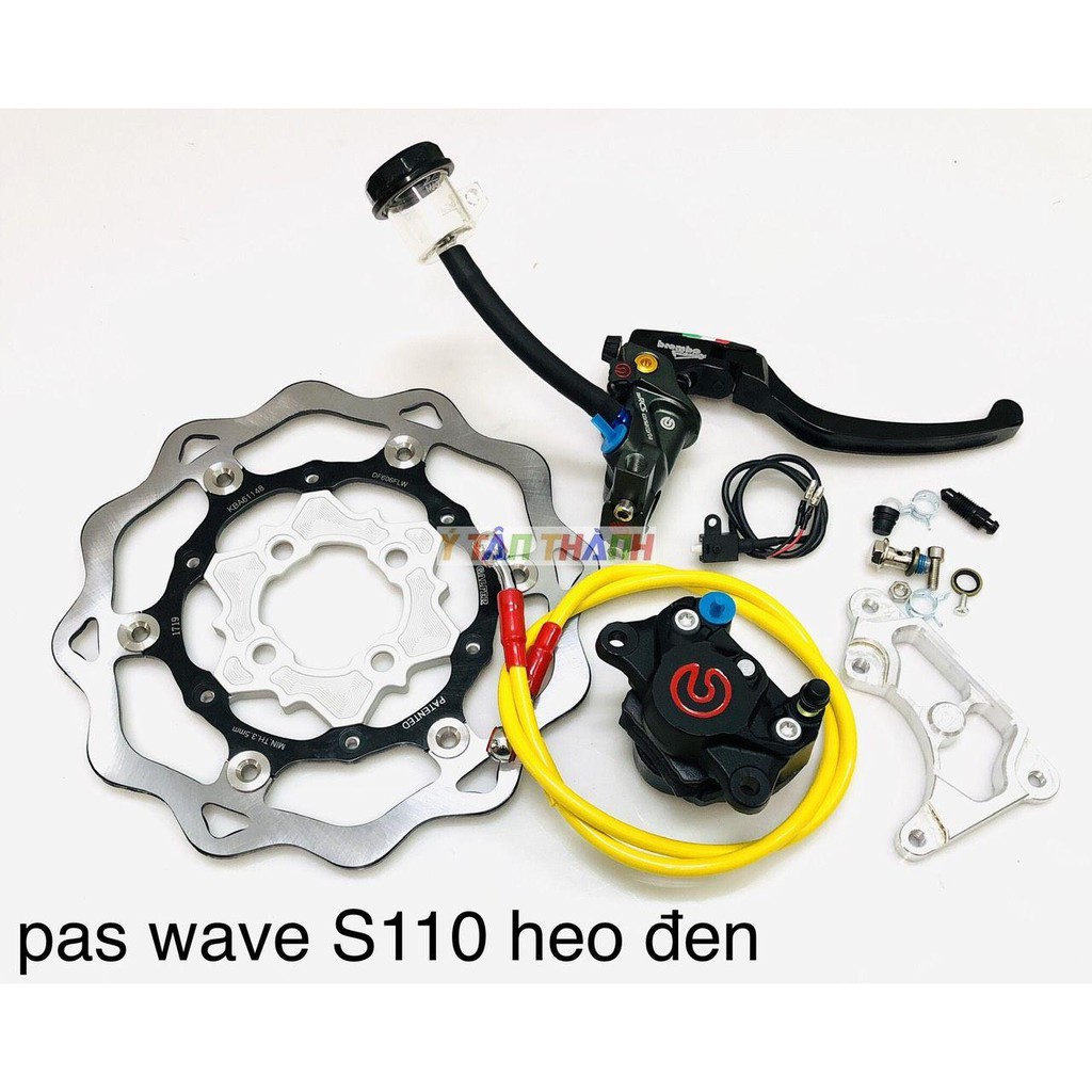 bộ đĩa KTM heo brembo đen tay RCS pas wave s110