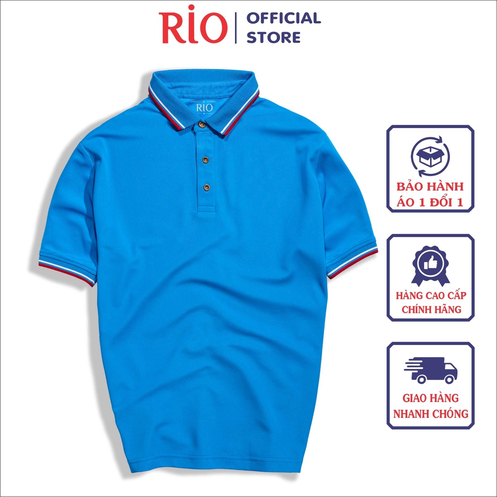 Áo Thun Nam, Áo Phông Nam Có Cổ, Cổ Trụ Tay Ngắn RIO thun cotton cao cấp dày dặn thoáng mát polo trơn hàng hiệu đẹp RIO4