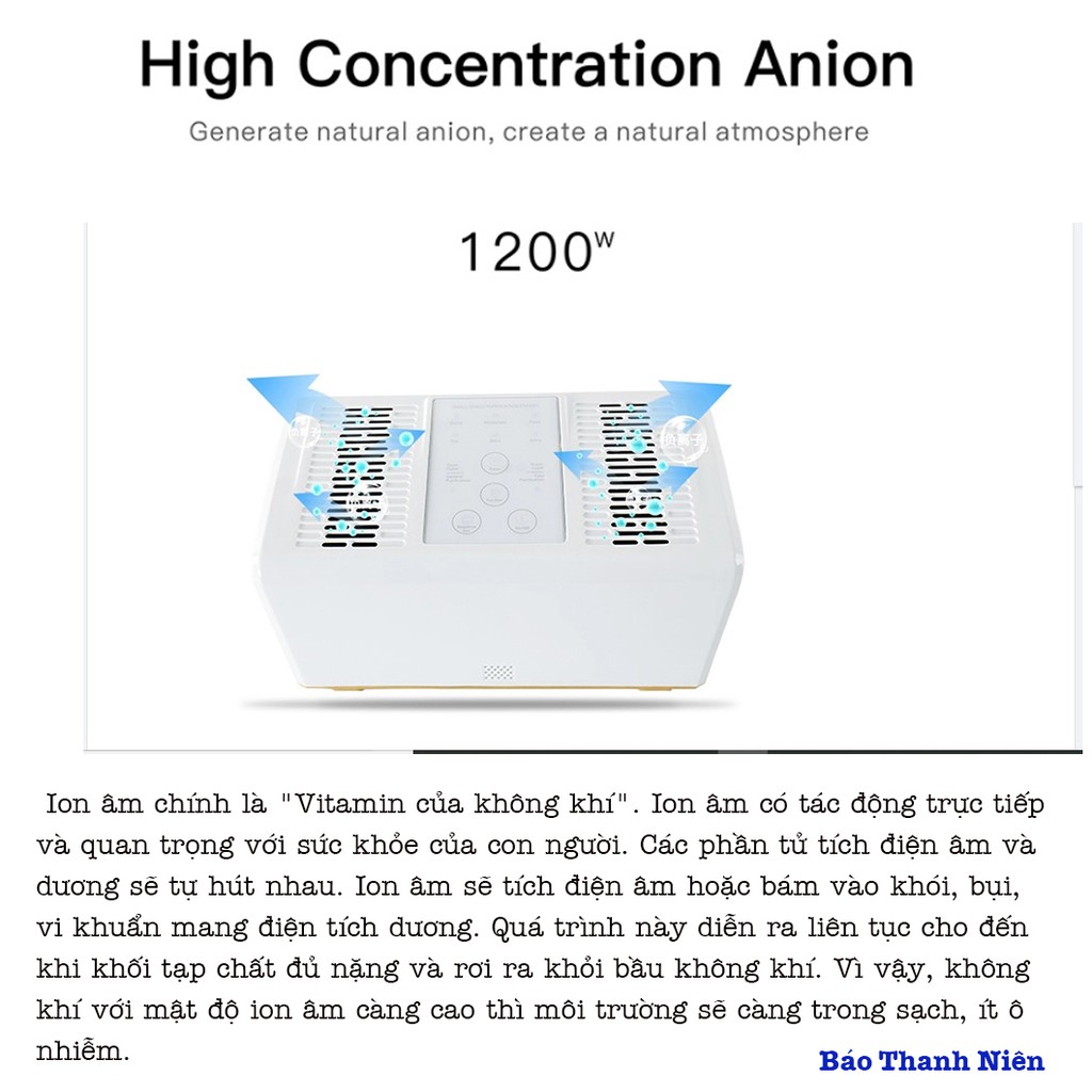 Máy lọc không khí hút ẩm J020 dành cho phòng khách với bộ lọc TRIPLE 3 lớp với 2 quạt hút lớn (Cảm biến ô nhiễm) | BigBuy360 - bigbuy360.vn