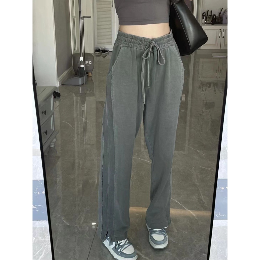 SUXI Quần Thể Thao Ống Rộng Màu Sắc Đơn Giản Cho Nữ