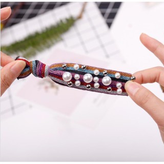 Dây Buộc Tóc Hạt Trai 7 Màu Cá Tính