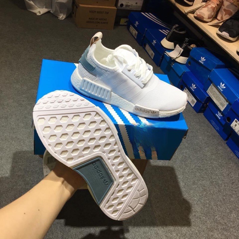 (VIDEO CẬN CẢNH) GIÀY THỂ THAO SNEAKER NMD TRẮNG GÓT XANH