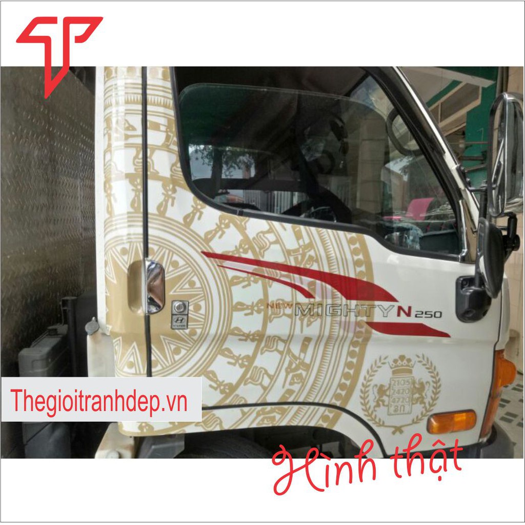 Decal trống đồng,Tem Dán Nắp Capo Cho xe tải, xe ô tô