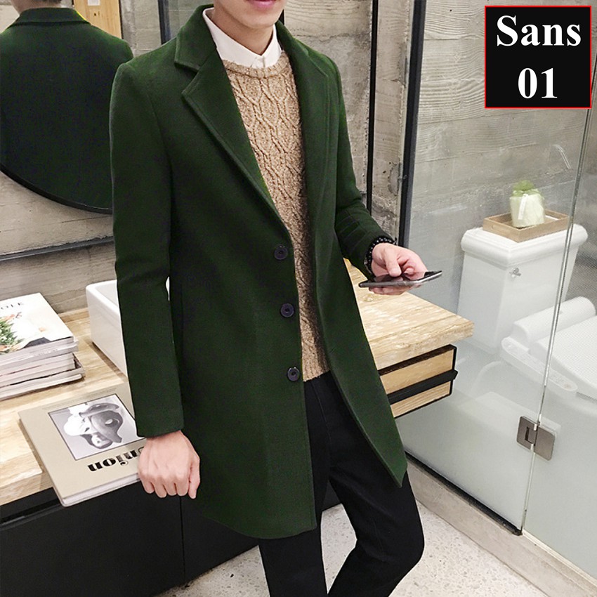 Áo khoác dạ nam dáng dài mangto dạ hàn quốc Sans01 Sans Shop