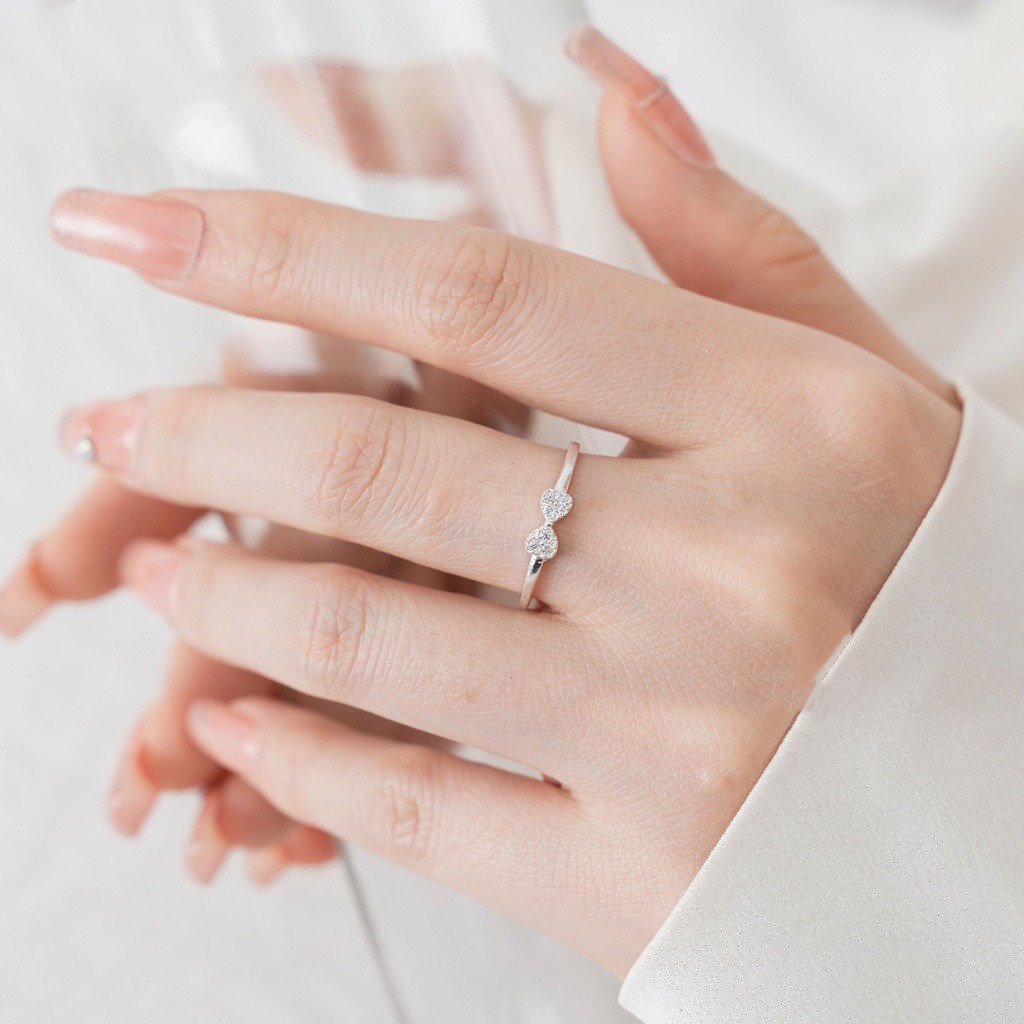 Nhẫn bạc nữ D'rosy Jewelry nơ đính đá tiểu thư sang trọng