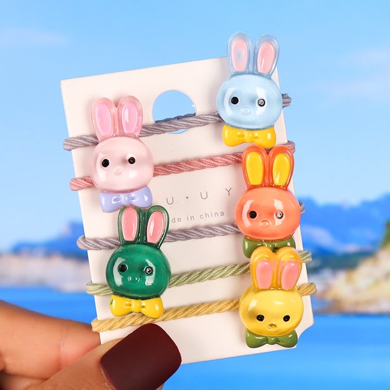 Bộ Dây Buộc Tóc Co Giãn Hình Khủng Long Hoạt Hình Dễ Thương Cho Bé Gái