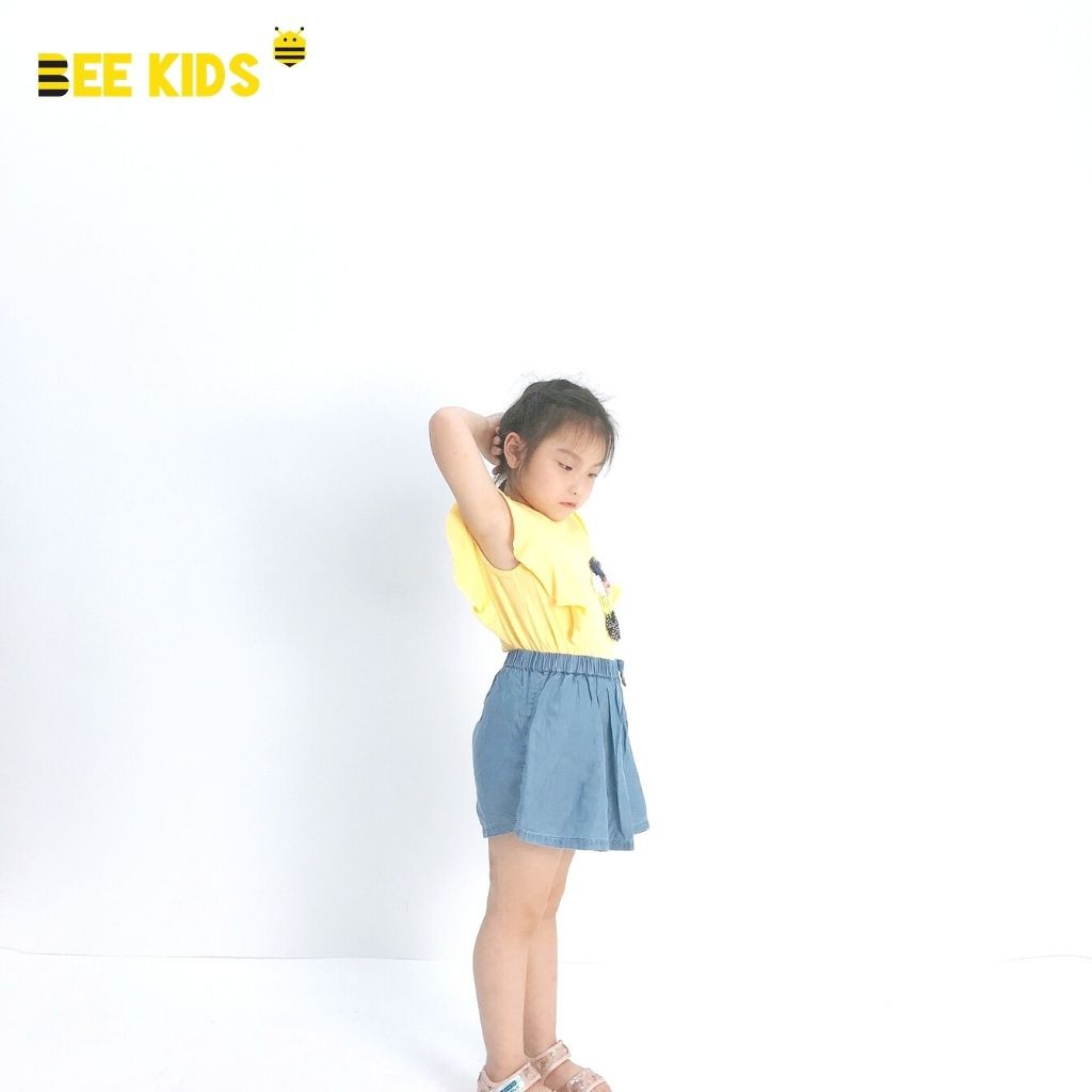 Quần Giả Váy Bé Gái Bee Kids Dáng Xòe Cạp Chun Đính Nơ Chất Liệu Jeans Mềm Mịn Thoáng Mát (2 - 12 tuổi) 7QJ01652SX