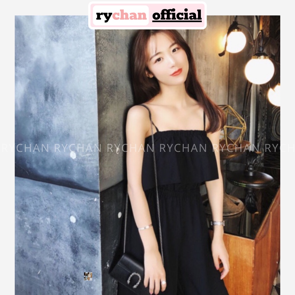 Jumpsuit Hai Dây Tà Bèo Ngực Liền Thân Dễ Thương Năng Động, Jump 2 Dây Màu Vàng Xanh Đen [ẢNH THẬT CUỐI] - JU779