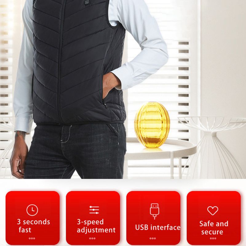 Áo Khoác Không Tay Giữ Ấm Có Thể Sạc Lại Bằng Cổng USB Thời Trang Mùa Đông Cho Nam Nữ