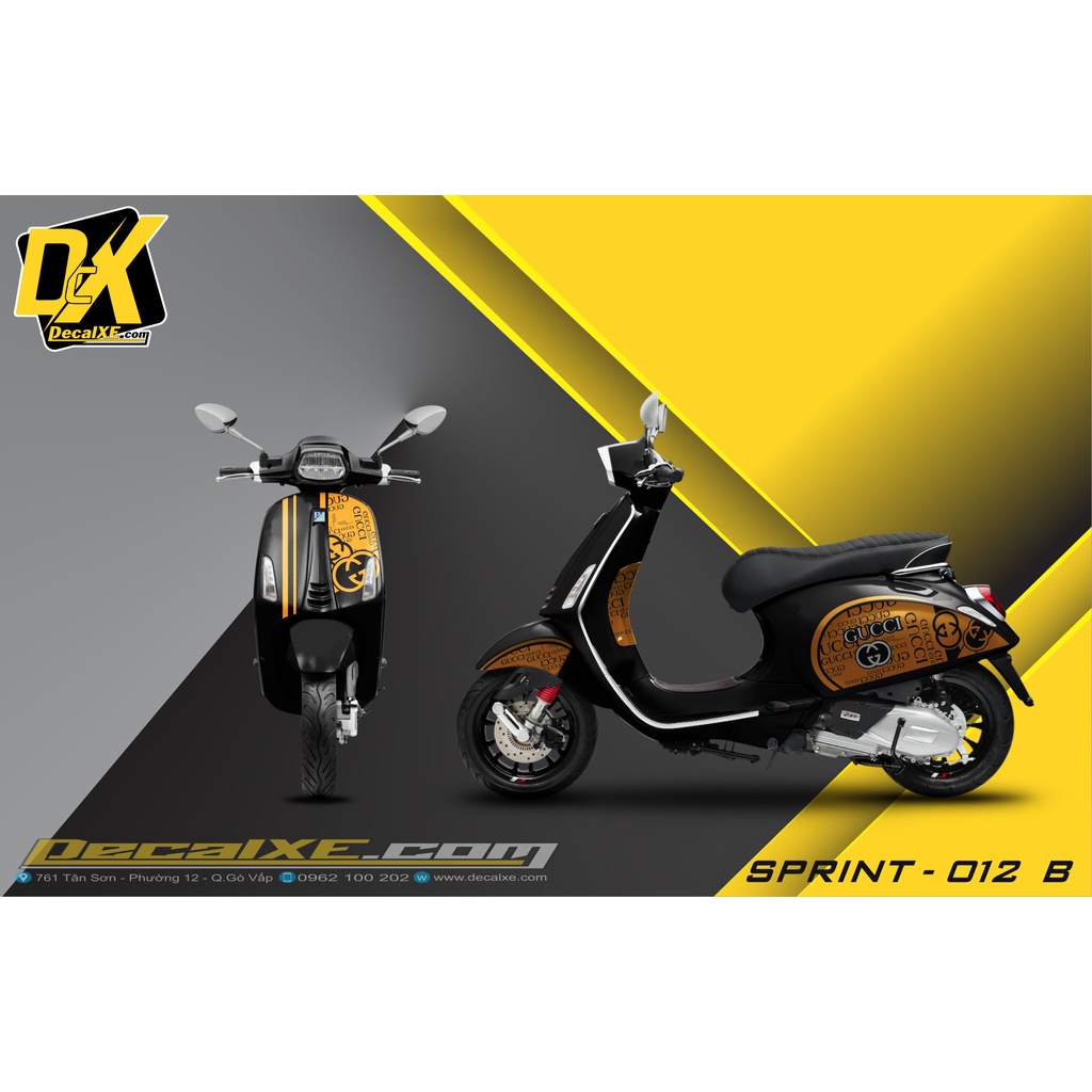 Tem dán xe VESPA SPRINT | Chất Liệu Decal Cao Cấp Chống Nước, Bền Màu, Cắt Khuôn Sẵn Dễ Dán | VESPASPRINT-0012