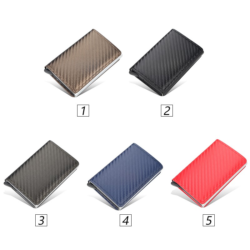 Ví Ngắn Đựng Thẻ Bằng Kim Loại Nhôm Họa Tiết Kẻ Sọc Chống Trộm Phong Cách Âu Mỹ RFID Cho Nam Và Nữ