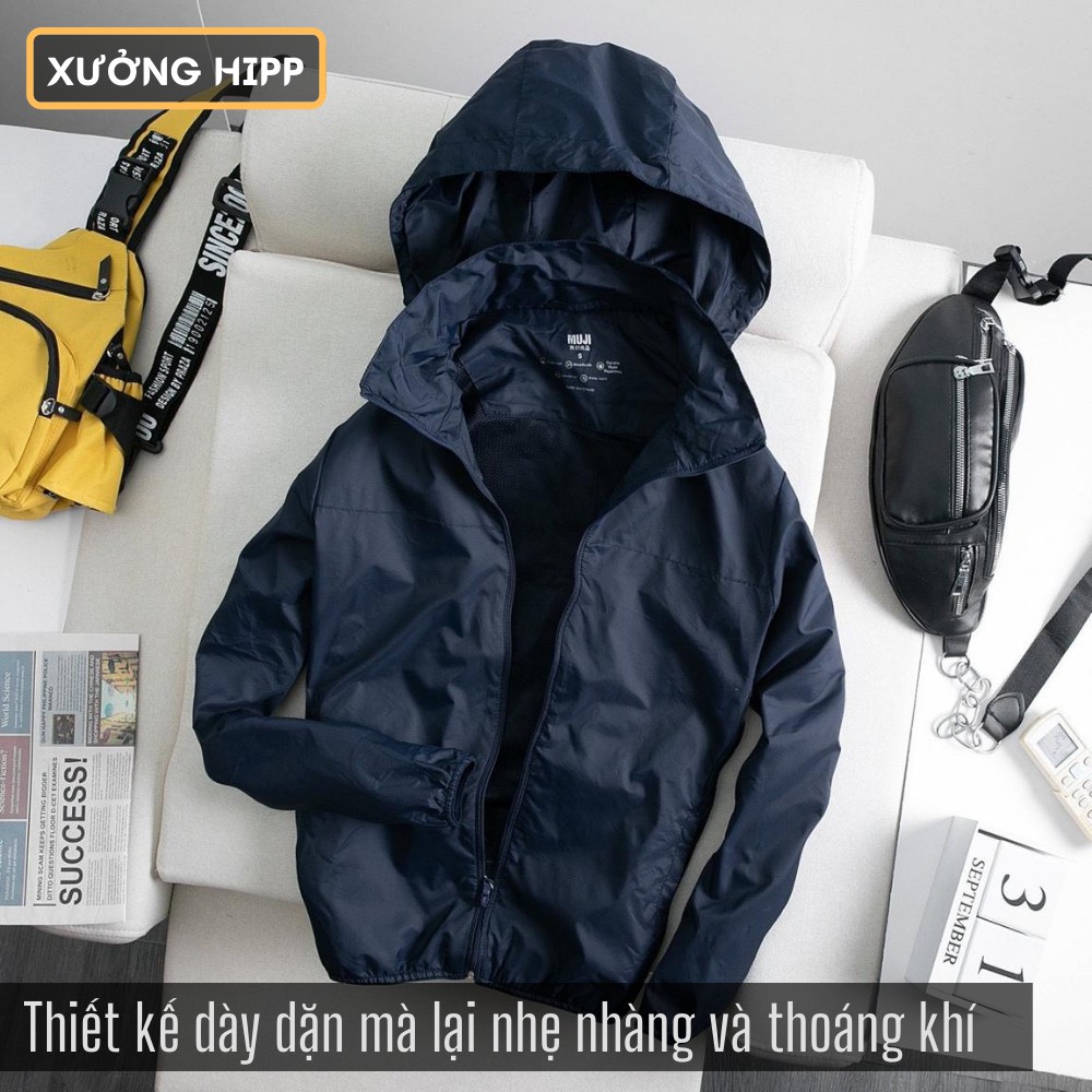 Áo khoác gió nam Muji Xuất Nhật 2 lớp Xưởng Hipp, có mũ tháo dời, chất vải dù nhập chống nước - 2KGM | WebRaoVat - webraovat.net.vn