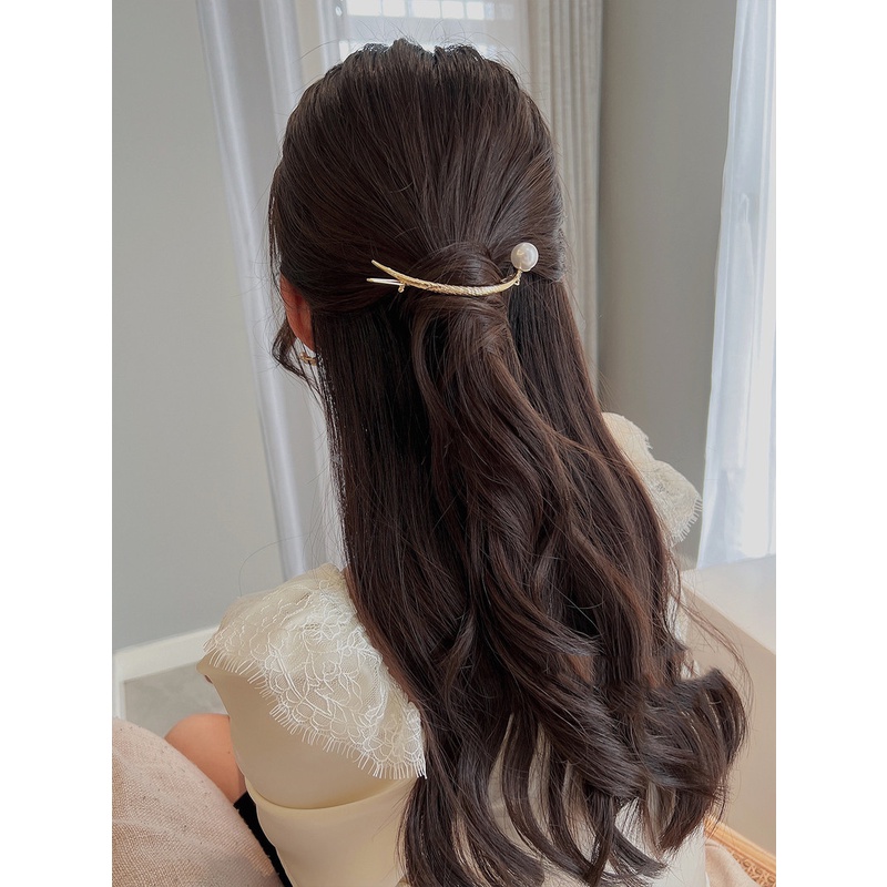 Kẹp Tóc Đính Ngọc Trai Bằng Hợp Kim Phong Cách Thời Trang Hàn Quốc