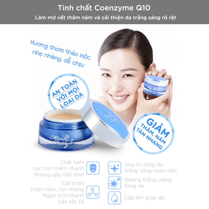 Kem MISS FAIRY Q10 - Dưỡng Trắng - Giảm Thâm Nám - Đốm Nâu - COENZYME Q-10 BEAUTY CREAM 15g