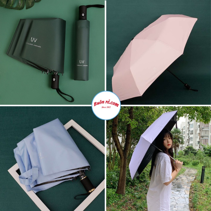 Ô gấp gọn chống tia UV - Ô dù gấp gọn tặng kèm áo mưa giấy tiện ích Br00555
