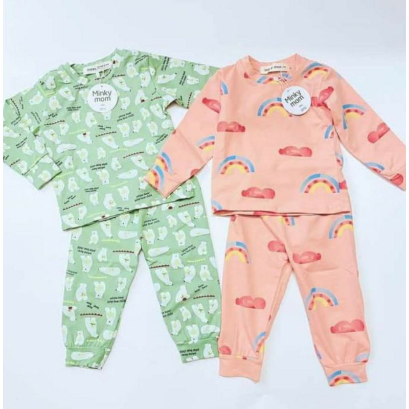 Bộ minky mom họa tiết chất thun lạnh mềm mát cho bé