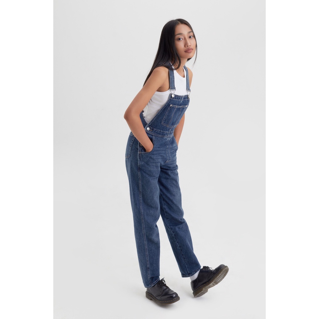 TheBlueTshirt - Quần Yếm Jeans Nữ Màu Xanh Đậm - The Original Denim Overalls