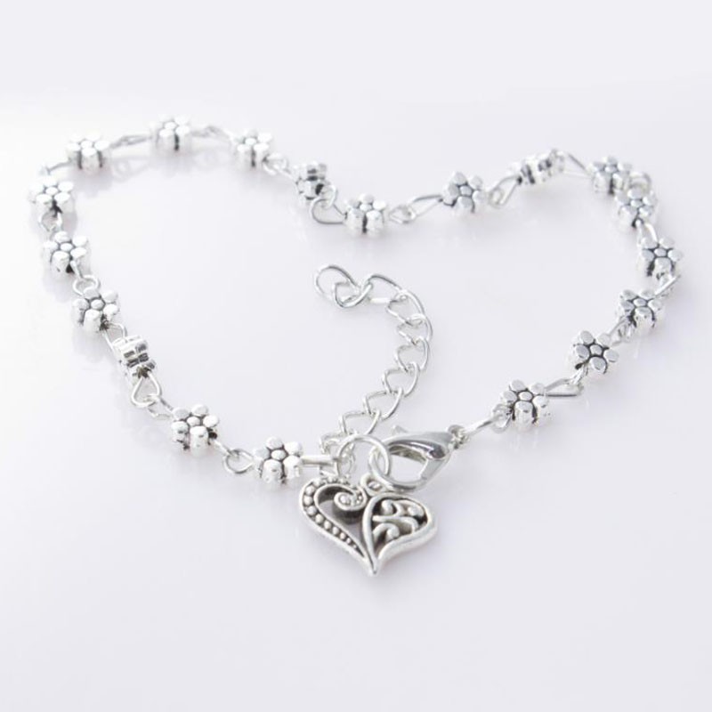 Lắc chân hình hoa mai nhỏ nhắn gắn hình trái tim rỗng dễ thương cho nữ LC101 | BigBuy360 - bigbuy360.vn
