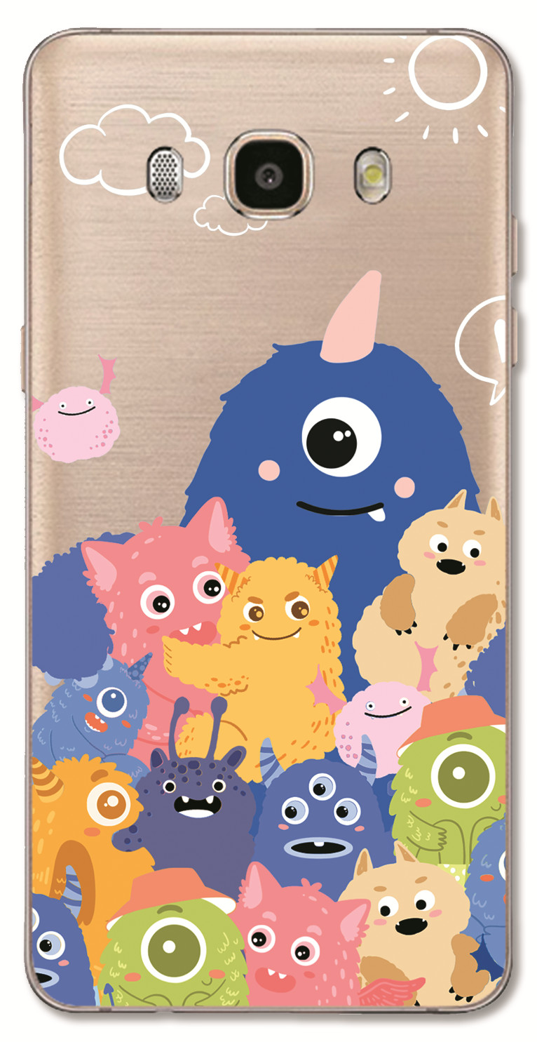 Samsung Galaxy A8 A7 A5 A3 On7 2015 /J2 Core INS Cute Cartoon Big eyes furry Monster Clear Soft Silicone TPU Phone Casing Lovely Space Astronaut Spaceship Case Back Cover Couple
