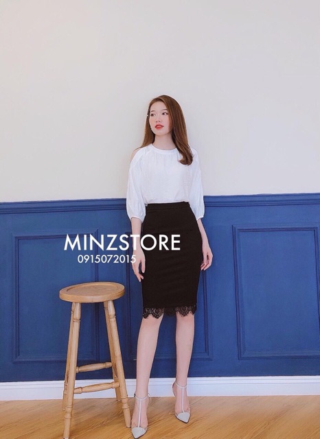 Chân váy bút chì phối ren | BigBuy360 - bigbuy360.vn