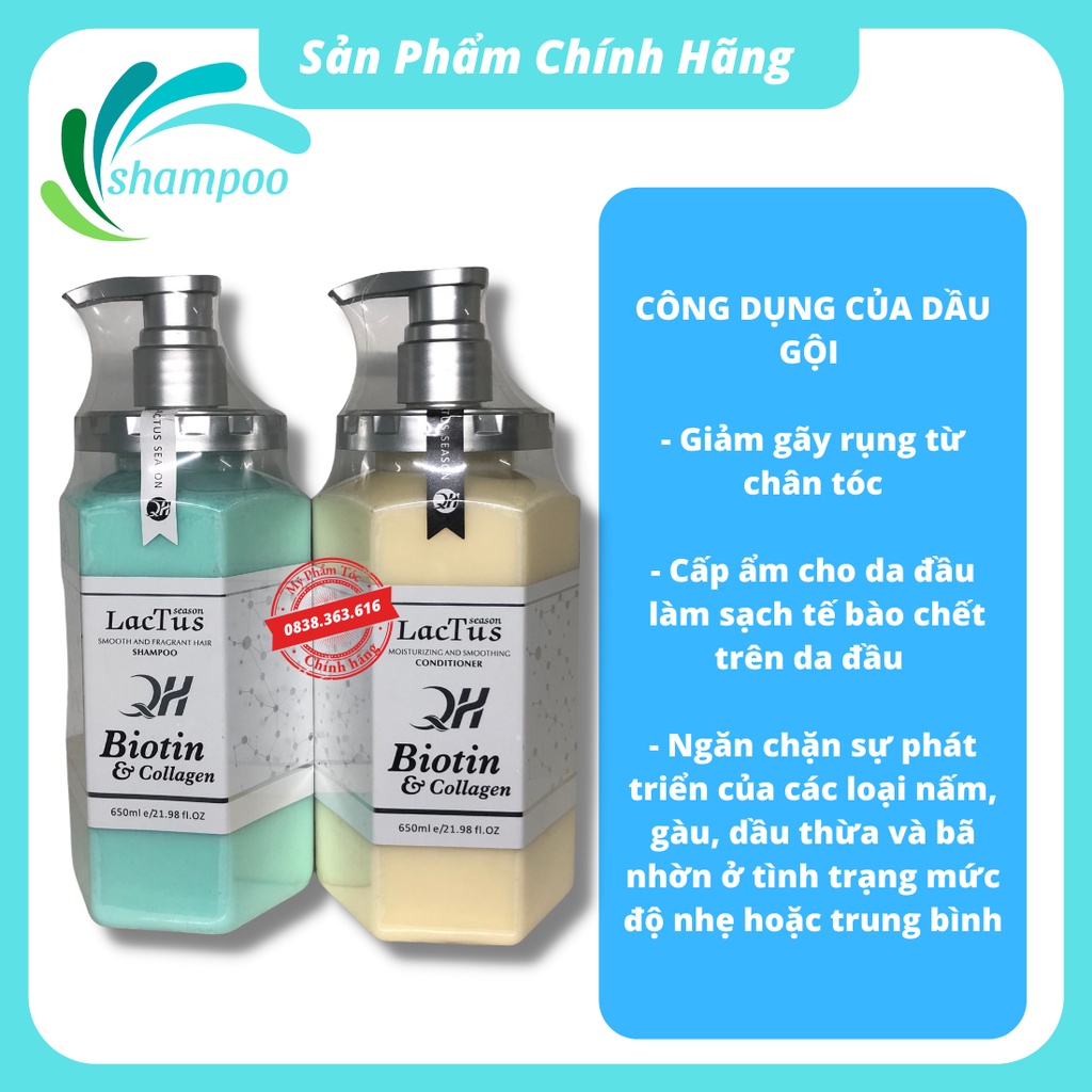 Dầu gội biotin lactus season ngăn gàu, giảm rụng tóc QH lactus season biotin collagen 650ml