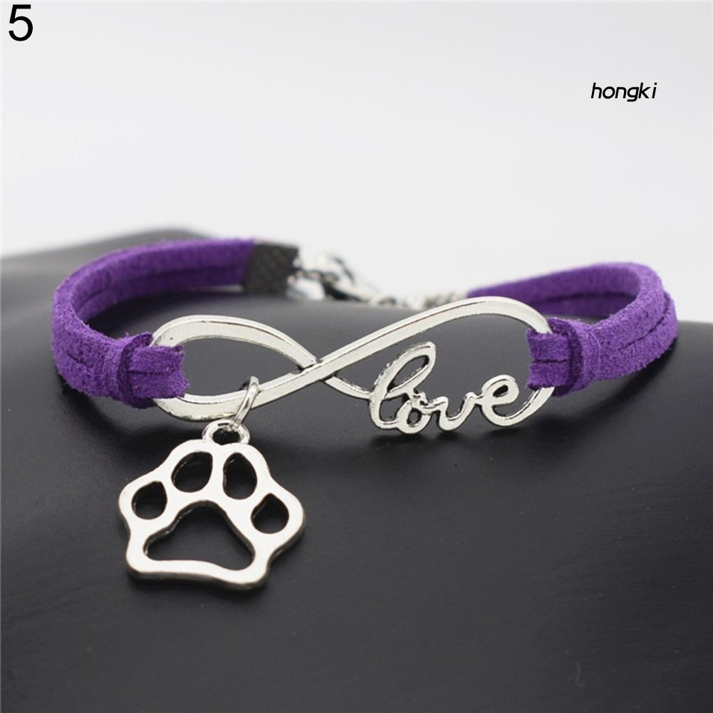 INFINITY HANDMADE Vòng Tay Da Mặt Vô Cực Phối Chữ Love Cho Nam Và Nữ