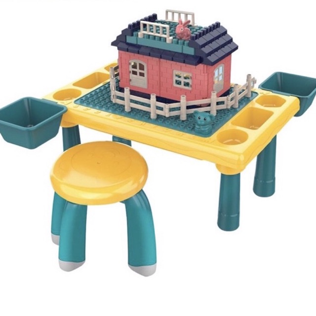 Bộ đồ chơi bàn học kèm Lego có ghế( quà Moony)