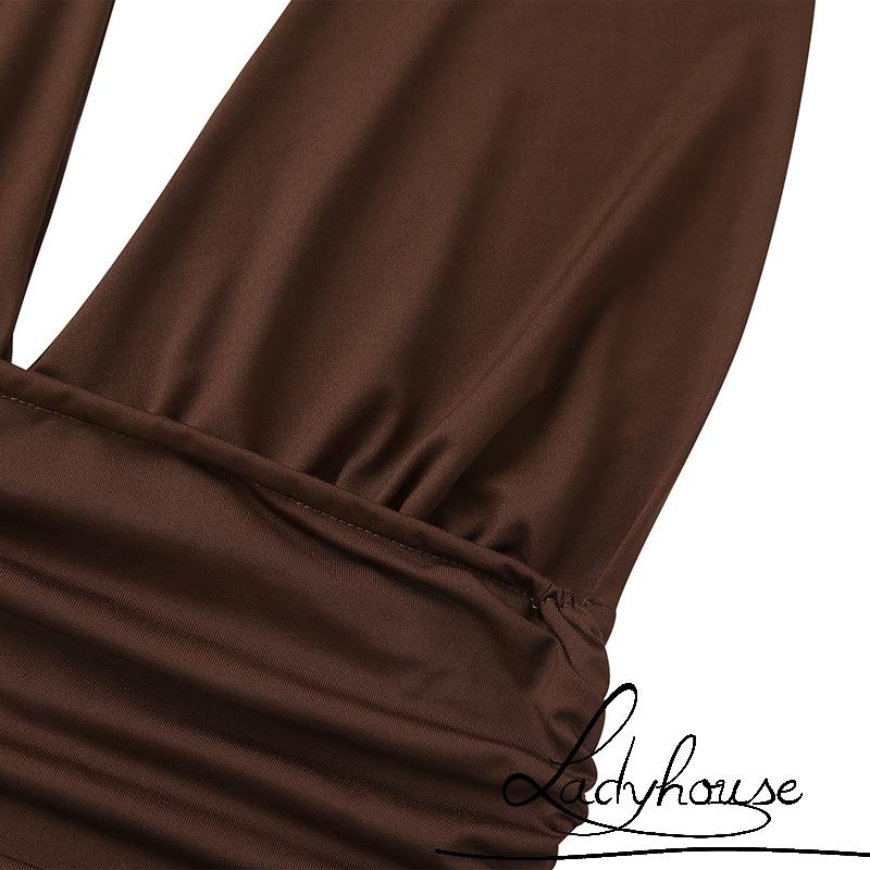 Đầm Mini Hai Dây Cổ Chữ V Khoét Sâu Hở Lưng Phối Lưới Gợi Cảm Cho Nữ