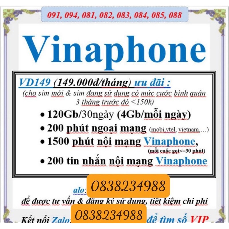 Sim vinaphone, sim số đẹp, đăng kí các gói cước vinaphone  Đăng kí 5 tháng tặng một tháng, 10 tháng tặng 2 tháng