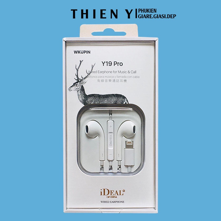 Tai nghe IP 7/8/X/11 - Tự động kết nối bluetooth chân lightning chính hãng WK Y19 pro loại cao cấp