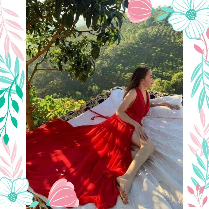 Đầm Maxi Đỏ Cột Dây Đầm Đi Biển Thời Trang Du Lịch, Chụp Ảnh Siêu Đẹp | BigBuy360 - bigbuy360.vn