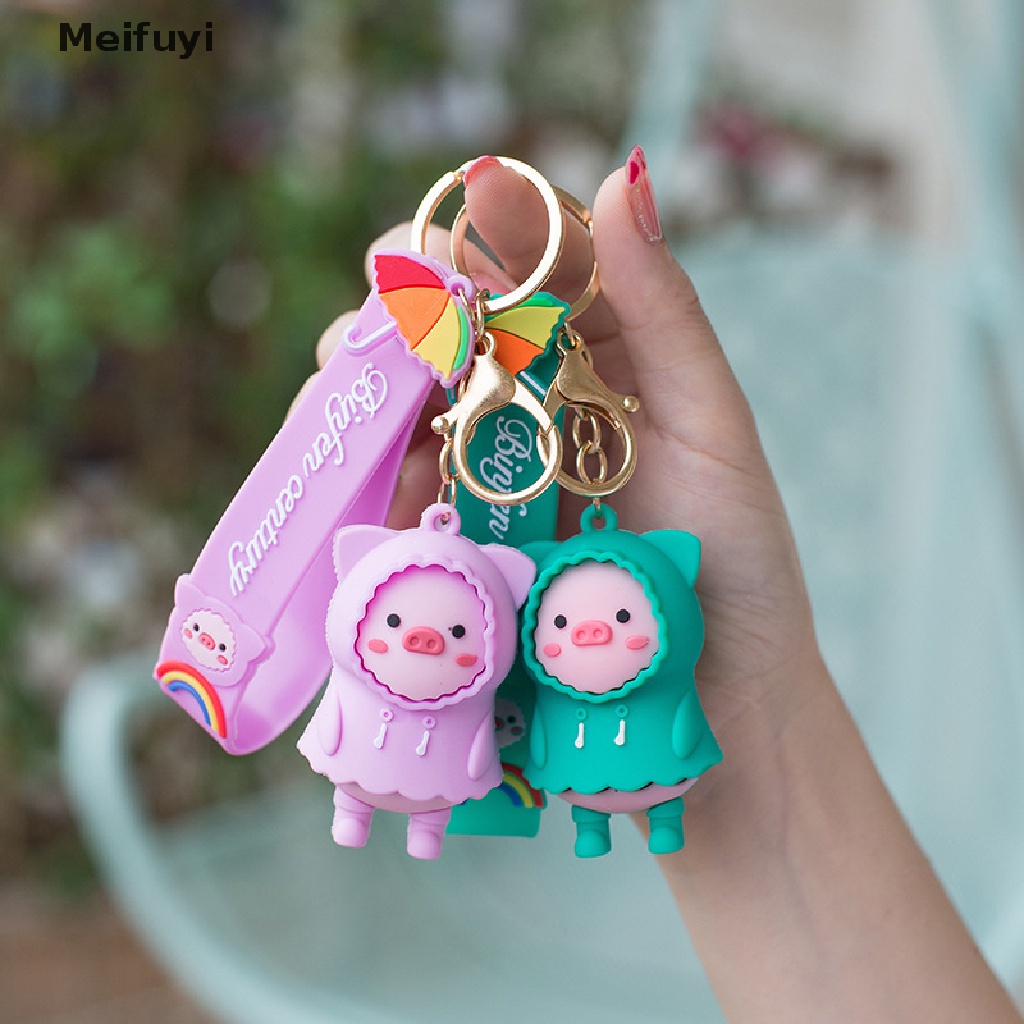 Móc khóa hình chú heo mặc áo mưa bằng kim loại dễ thương VN439