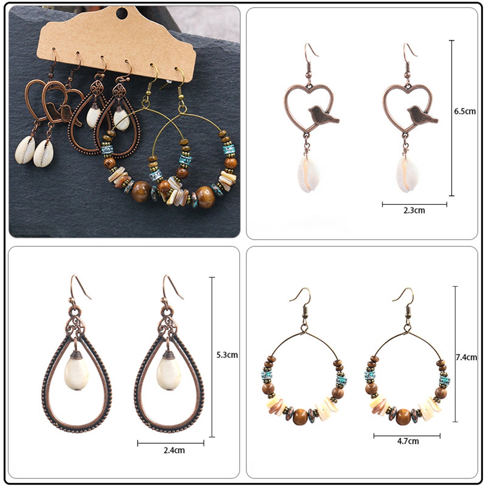 Bộ 3 đôi khuyên tai kiểu dáng thời trang cho nữ