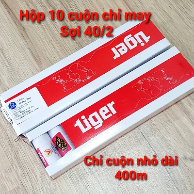 Hộp Gồm 10 Cuộn Chỉ Màu Trắng May Căn Bản Sợi 40/2 Loại Cuộn Dài Cỡ 400m Hàng Chất Lượng Đỉnh