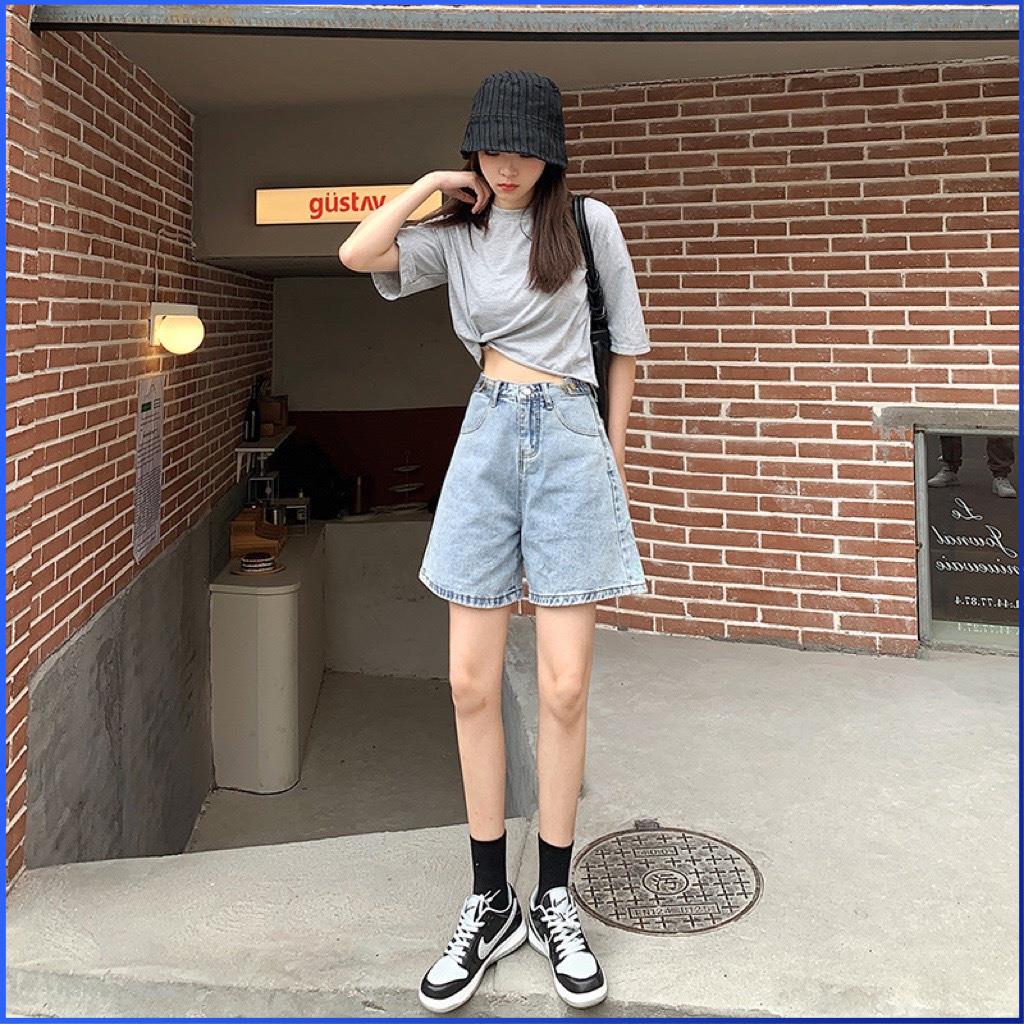 Quần Short Jean Nữ COVAS Quần Jean Đùi Cạp Cao Ống Rộng Cúc Đồng Màu Đẹp Vải Bò V022 | BigBuy360 - bigbuy360.vn