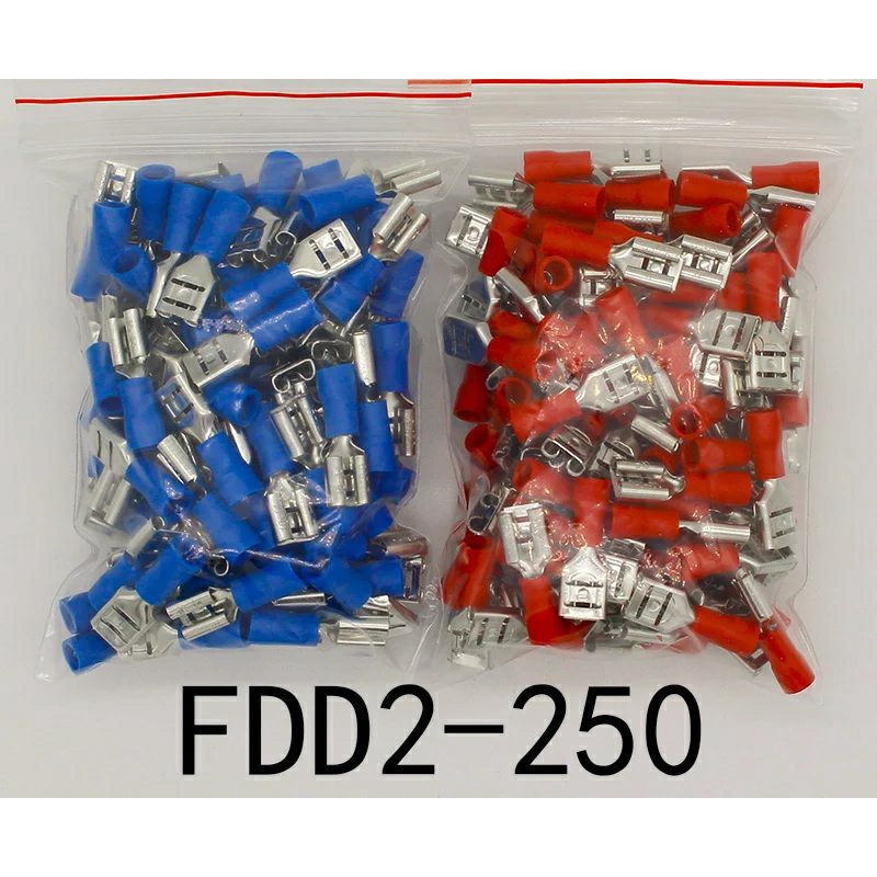 Gói 100 Miếng Fdd2-250 Đuôi Cá Cắm Nữ Uốn Cho 1.5-2.5mm2 100 Cái / gói FDD2.5-250 Đầu Nối Dây FDD