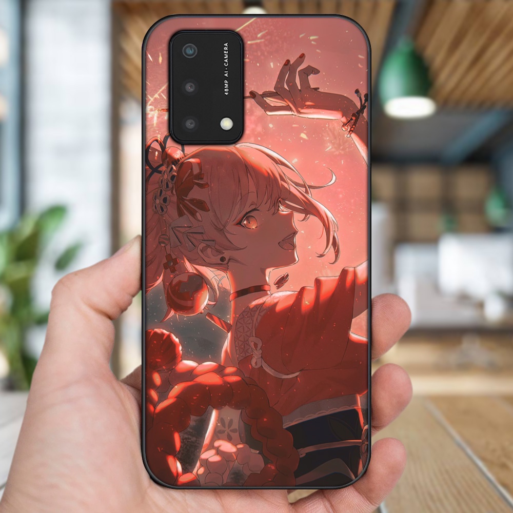 Ốp lưng Oppo A74, A93 5G, A95 viền đen in hình Yoimiya Genshin Impact