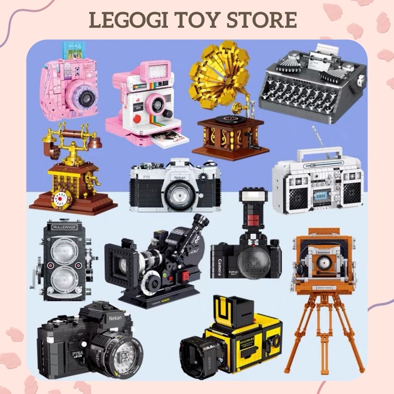 Đồ chơi lắp ráp Legogi Máy Ảnh Film Vintage Máy Quay mô hình trưng bày lắp ghép nanoblock