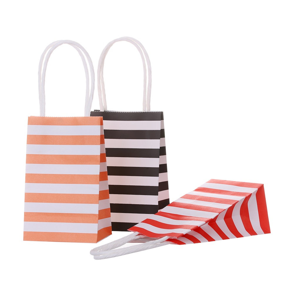 Bộ 5/10/20 Túi Giấy Gói Quà Họa Tiết Kẻ Sọc Màu Đen Đa Năng Dùng Cho Tiệc Sinh Nhật/Tiệc Cưới