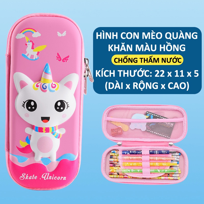 Hộp Bút Họa Tiết In Nổi 3D Sinh Động, Siêu Nhẹ, Chống Thấm Nước, dành cho bé trai và bé gái - NKHB03