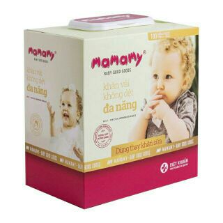 [Có mã QR+ Tặng 1 khăn ướt DOT 20tơ/hộp] Khăn vải không dệt đa năng Mamamy (180 tờ)