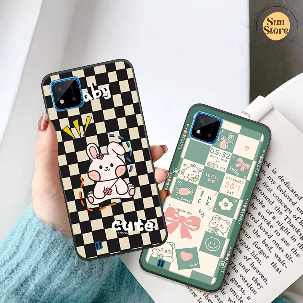Ốp lưng Realme C11 2021/ Realme C20/ C11 2020 hoạ tiết nền kẻ caro, gấu thời trang giá rẻ