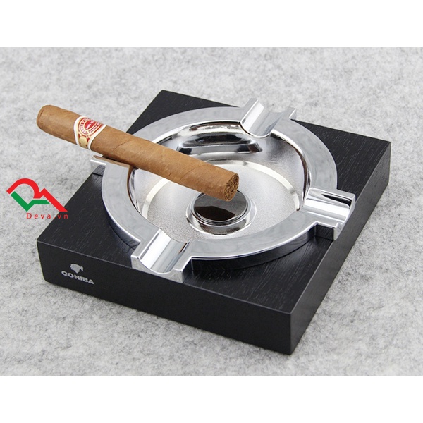 { HÀNG CHÍNH HÃNG } Gạt Tàn Cii-gar bằng Gỗ  2 Trong 1 Cohiba HB 3016 Cao Cấp Họa Tiết Hoa Văn Sang Trọng